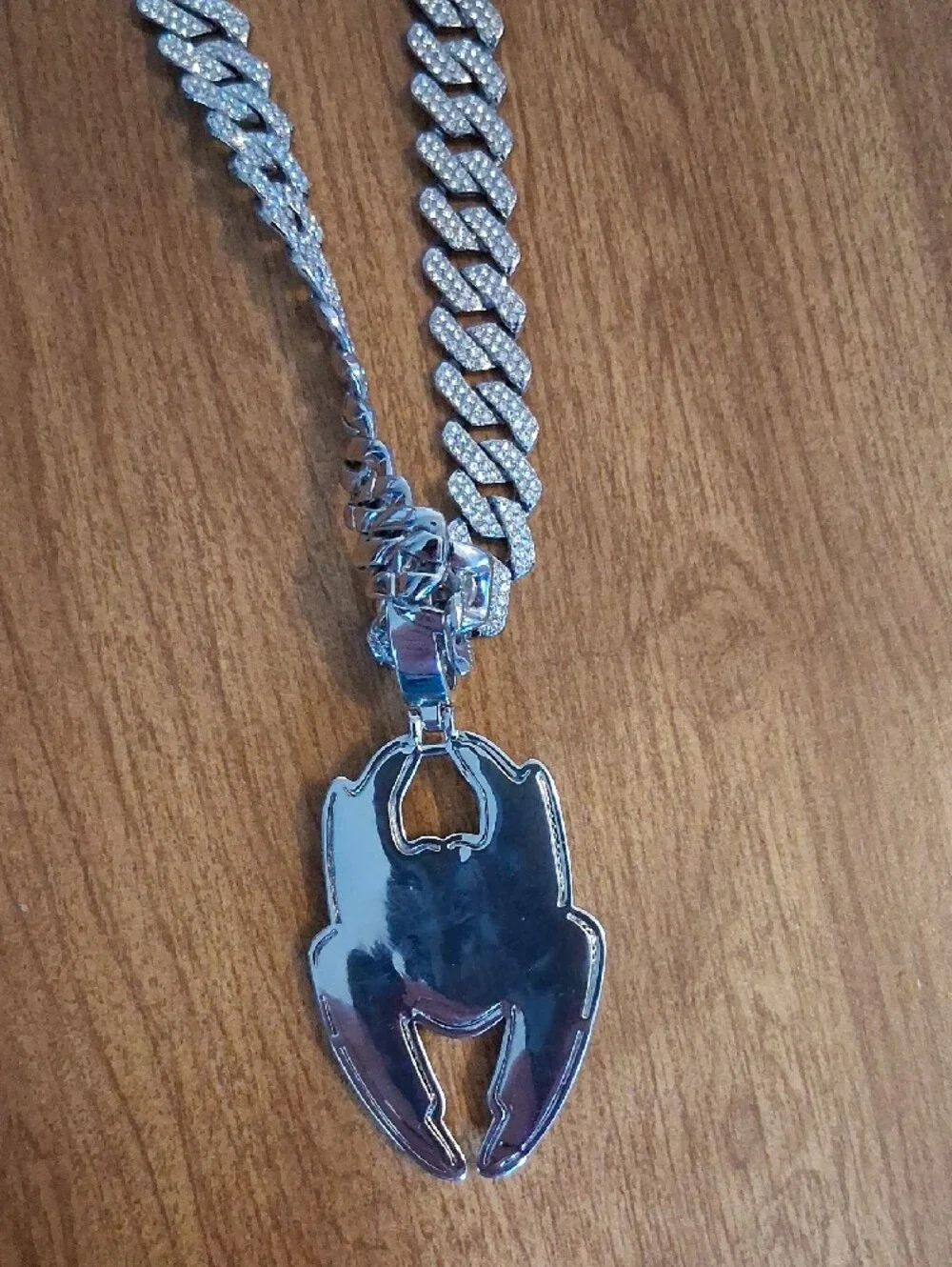 Men's Silverplated Cuban Chain Necklace with Pendant,Watch, & Bracelet. AAA Cz